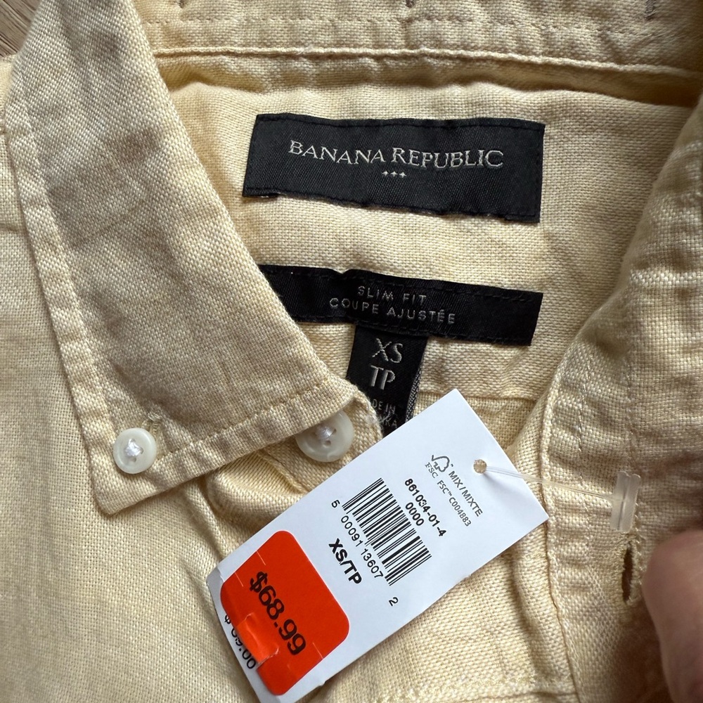 Banana Republic Light Yellow Casual Button Down Shirt - Picture 7 of 7